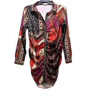 Women Multi Color Shirt Dress Size L